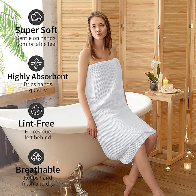 MICROFI New Microfiber Waffle Bath Towels, 2 Pieces, Fast Drying, Lint Free 430 - Image 4