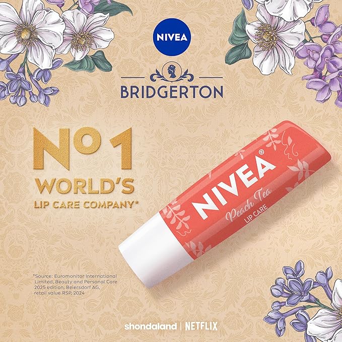 NIVEA Peach Tea Lip Balm, Nourishing Lip Care, Bridgerton Limited Edition - Image 5