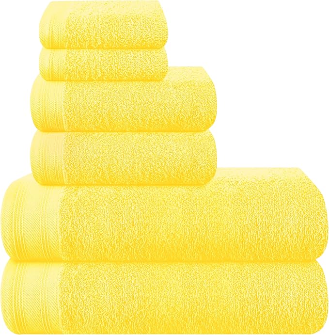 Ultra Soft 6 Pack Cotton Towel Set, Contains 2 Bath Towels 28x55 inch, 2 Hand by Unknown