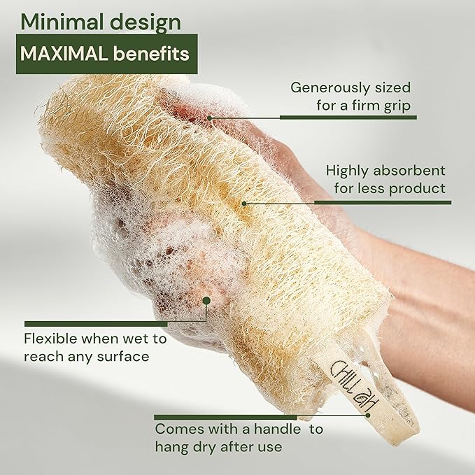 Chill Ah Green Glow Loofah Sponge Set – 100% Plant-Based, Biodegradable - Image 4