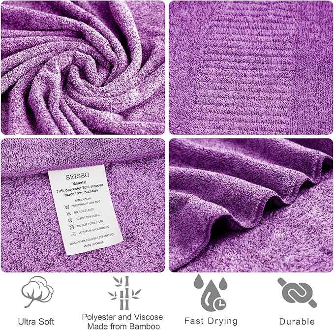 SEISSO Bath Towels, Extra Absorbent & Quick Drying Lightweight Fiber Towels - Image 2