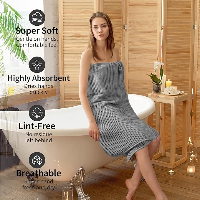 MICROFI New Microfiber Waffle Bath Towels, 2 Pieces, Fast Drying, Lint Free 430 - Image 4