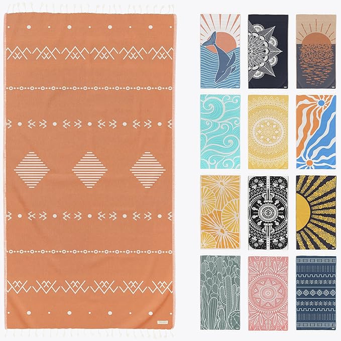 FESHKA Sand Proof Turkish Beach Towel – Oversized, Quick Dry & Lightweight by FESHKA