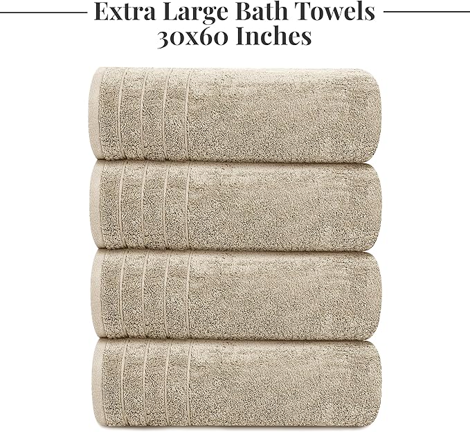 Tens Towels Pack of 4 Extra Large Bath Towels 30 x 60 Inches, 100% Cotton - Image 5