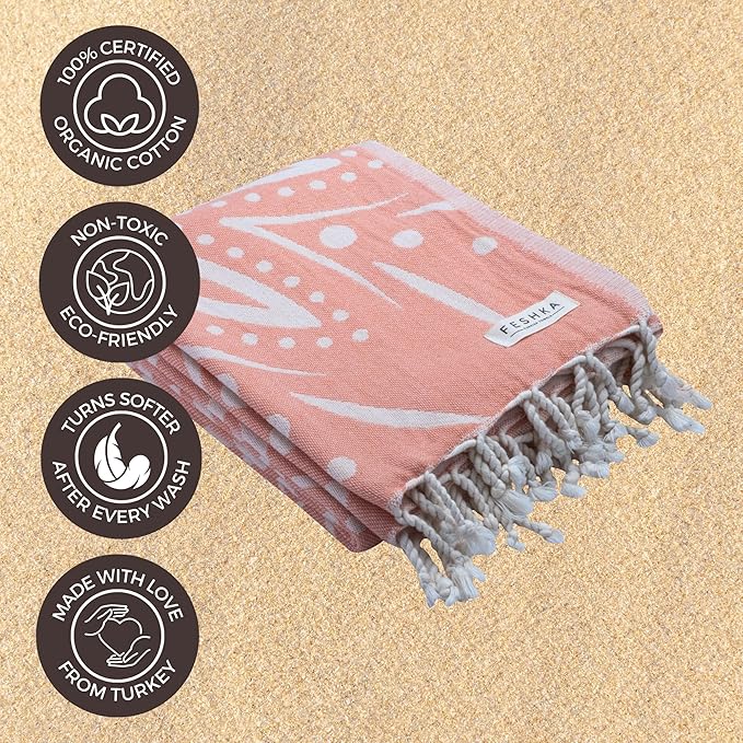 FESHKA Sand Free Turkish Beach Towel Quick Dry Bath Towel, Oversized Beach - Image 4