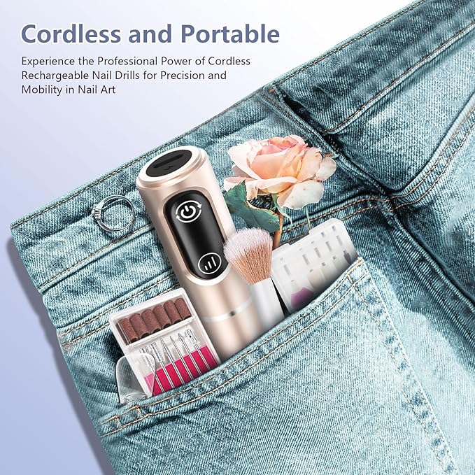 TUOBEO Cordless Nail Drill Electric Rechargeable File Kit, Professional Efile - Image 7