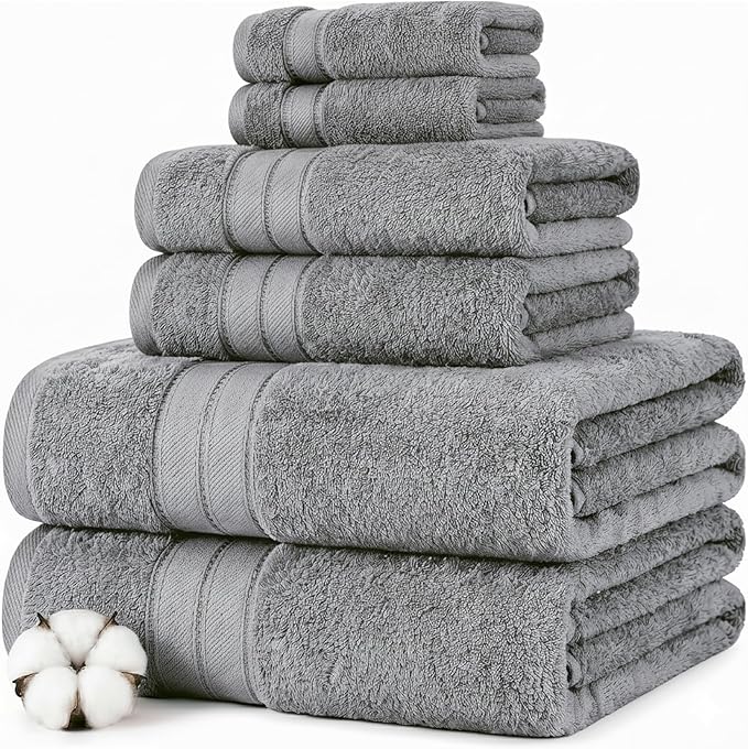 Modern Threads - Spun Loft 6-Piece 100% Combed Cotton Towel Set - Bath Towels by ModernThreads