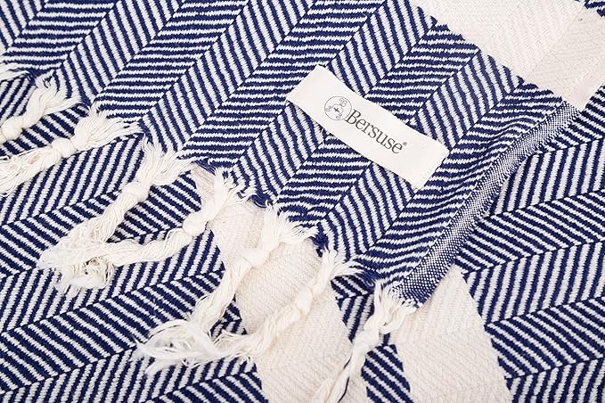 Bersuse 100% Cotton Herringbone XL Throw Blanket - Image 7