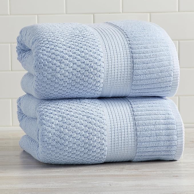 NY Loft 2 Pack Bath Sheet Towel Set | 100% Cotton | Absorbent Quick-Dry - Image 2