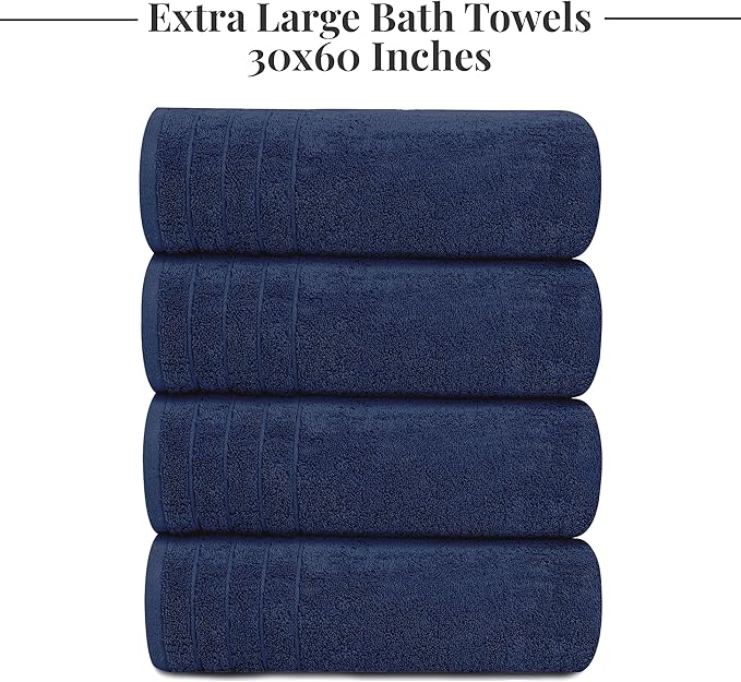 Tens Towels Pack of 4 Extra Large Bath Towels 30 x 60 Inches, 100% Cotton - Image 5
