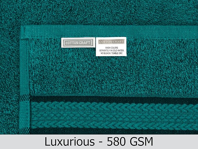 Cotton Craft Ultra Soft 4 Pack Oversized Extra Large Bath Towels 30x54 Teal - Image 9