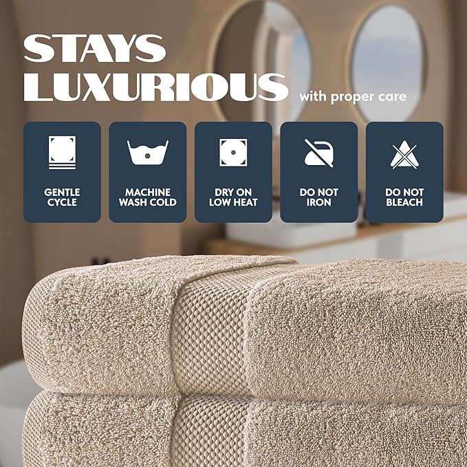White Classic Luxury Bath Towels Set of 4 Large - Image 5