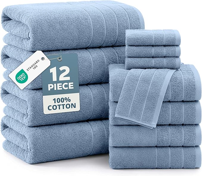 Casa Platino Premium Cotton Bath Towel 12 Piece Set by CasaPlatino