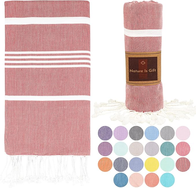 Beach Towel 100% Cotton Turkish Beach Towel Adult 38x70 Inch Pre-washed by NatureIsGift