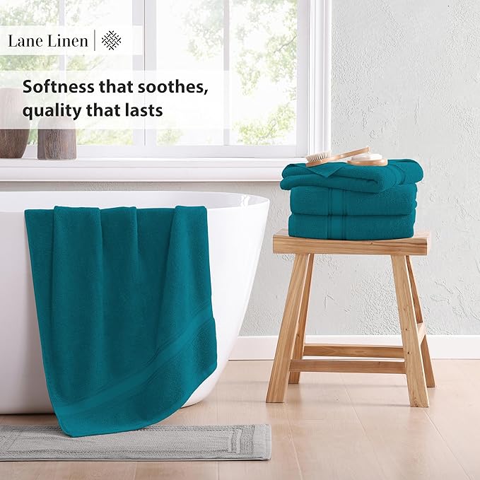 LANE LINEN 100% Cotton 4 Pack Bath Towels Set - Image 5