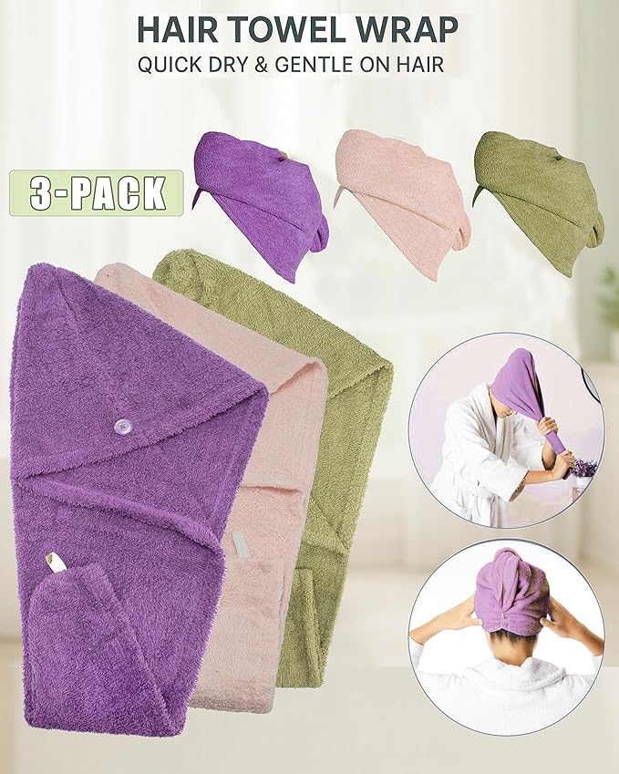 Textila 100% Cotton Hair Wrap Towels - Image 3