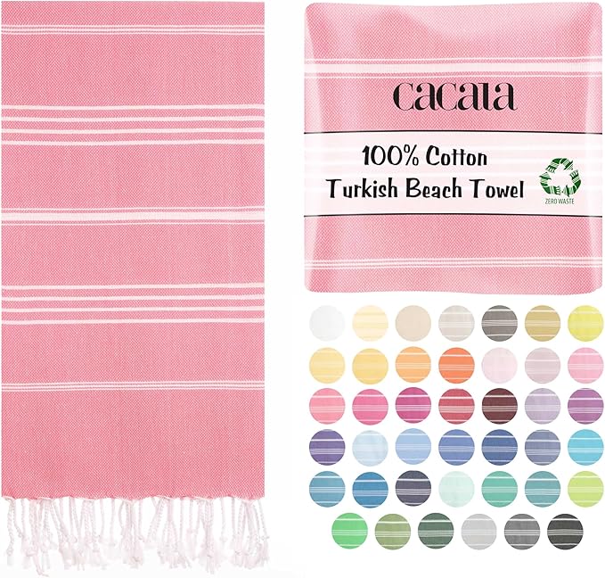 Cacala Lightweight and Thin Turkish Beach Towel 100% Cotton Sand-Free and by Cacala