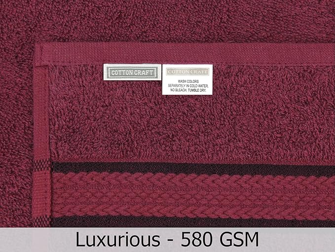 Cotton Craft Ultra Soft 4 Pack Oversized Extra Large Bath Towels 30x54 Burgundy - Image 7