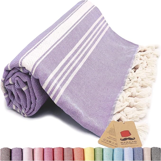 Bazaar Anatolia Turkish Beach Towel – 100% Cotton, Quick Dry, Sand Free Towel by BazaarAnatolia