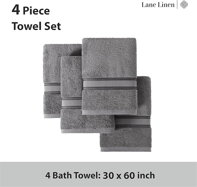 LANE LINEN 100% Cotton 4 Pack Bath Towels Set - Image 4