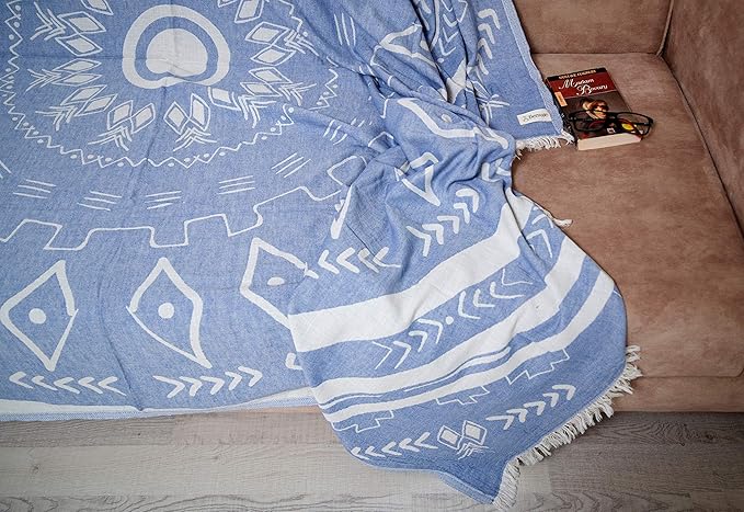 Bersuse 100% Cotton Kona XL Throw Blanket Turkish Towel Beach Blanket - Image 4