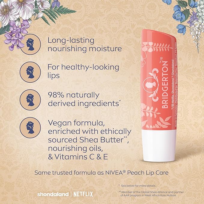 NIVEA Peach Tea Lip Balm, Nourishing Lip Care, Bridgerton Limited Edition - Image 4