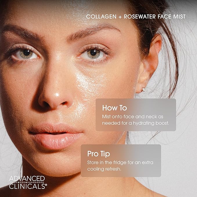 Advanced Clinicals Collagen Rosewater Face Mist Skin Care Reviving & Hydrating - Image 5