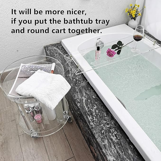 42" Gold Handle transaprent Bathtub Caddy - Image 6