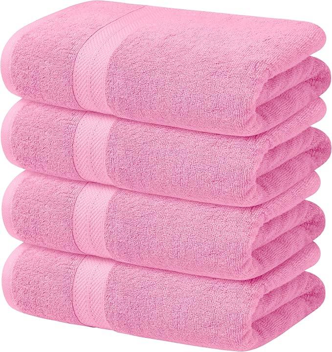 Avalon Towels Pink Bath Towels Set of 4 pcs, 100% Cotton Towel Absorbent and by AvalonTowels