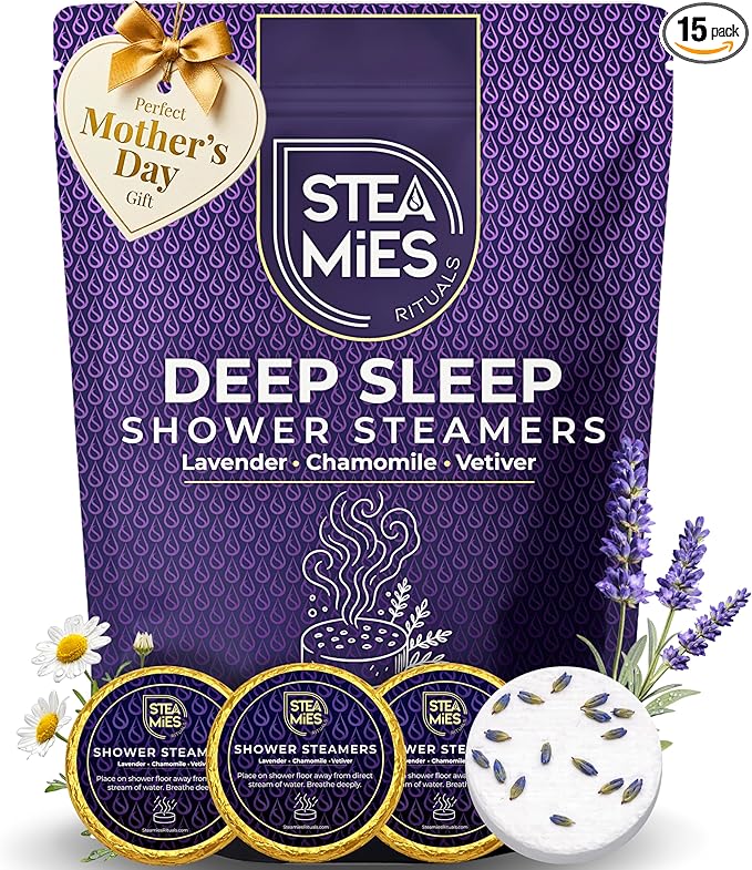 STEAMIES Shower Steamers Aromatherapy Deep Sleep 15 Pack – Premium Lavender by Steamies