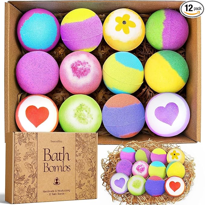 SeasonBliss Bath Bombs for Women, Easter Basket Stuffers, 12 Pack Bubble Shower by Unknown