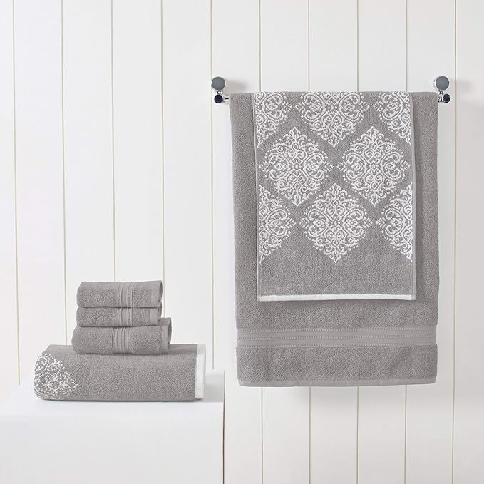 Modern Threads 6 Piece Reversible Yarn Dyed Jacquard Towel Set Artesia Damask - Image 2