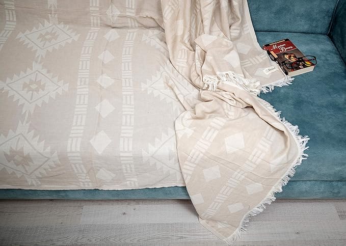 Bersuse 100% Cotton Belize XL Throw Blanket Turkish Towel Beach Blanket - Image 3