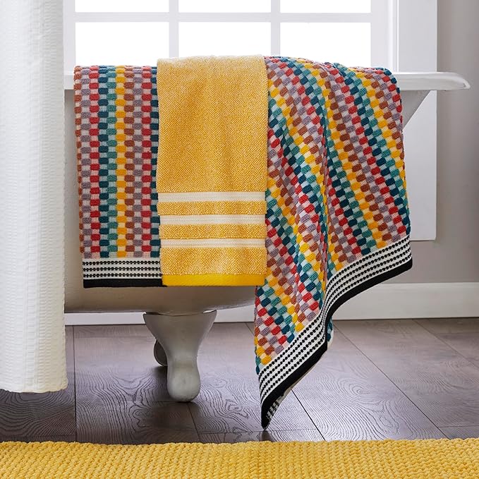 SKL Home Mid-Century Cotton Bath Towel, 450 GSM, Soft & Absorbent Jacquard - Image 4