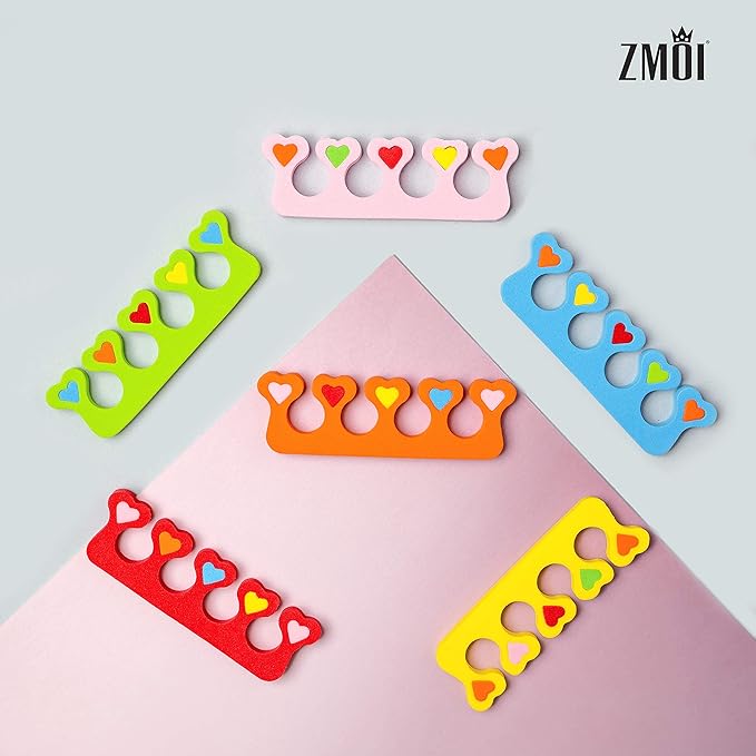 6 Pieces Colorful Girly Mini Emery Nail Files + 6 Pairs Heart Design Toe - Image 2