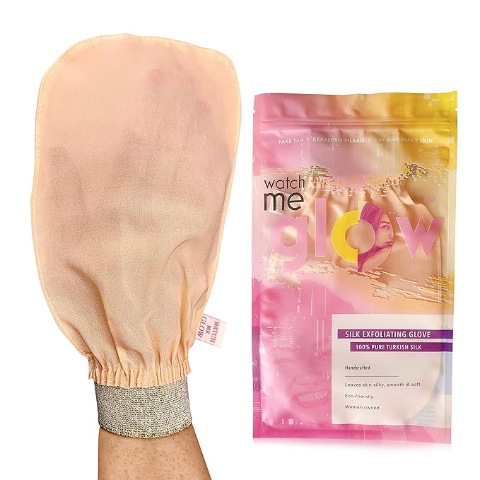 WATCH ME GLOW Silk Exfoliating Glove 100% Turkish Silk DEEP EXFOLIATING Body by Watch+Me+Glow