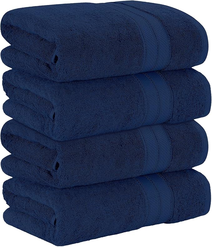 Modern Threads 4-Pack SpunLoft Bath Sheet Navy 35x66 - Image 3