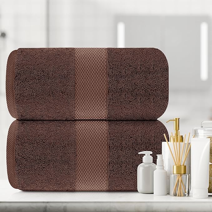 White Classic Luxury Soft Brown Bath Sheet Towels - Image 6