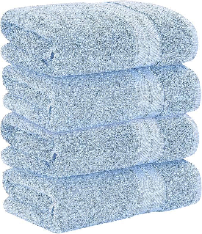 Modern Threads 4-Pack SpunLoft Bath Sheet Blue 35x66 - Image 3