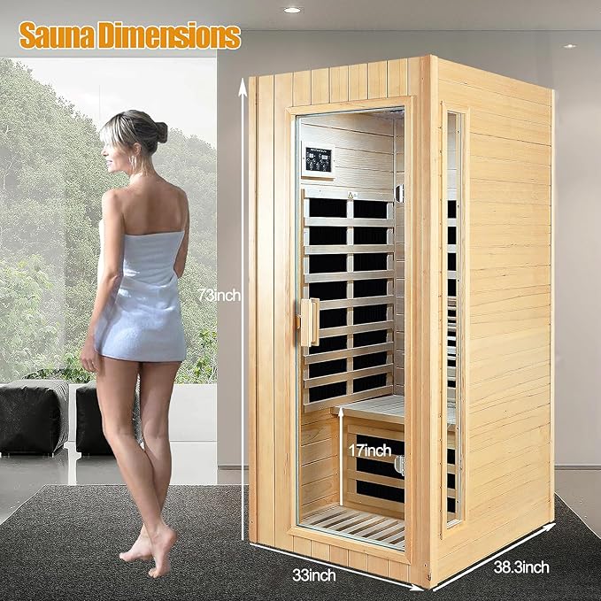 Far Infrared Sauna 1 Person Infrared Sauna Room Canadian Hemlock Wooden Sauna - Image 7