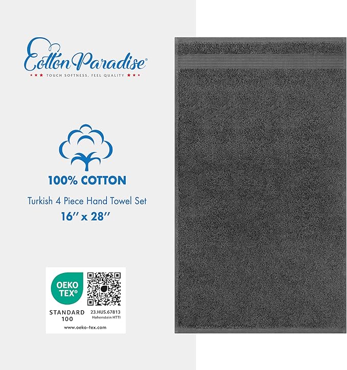 Cotton Paradise Hand Towels for Bathroom, 100% Cotton Turkish 4 Piece Hand - Image 4