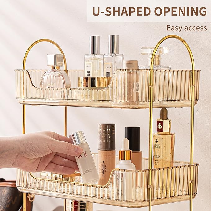 Akinbas 2 Tier Bathroom Organizer Countertop Makeup Perfume Tray Skincare - Image 4