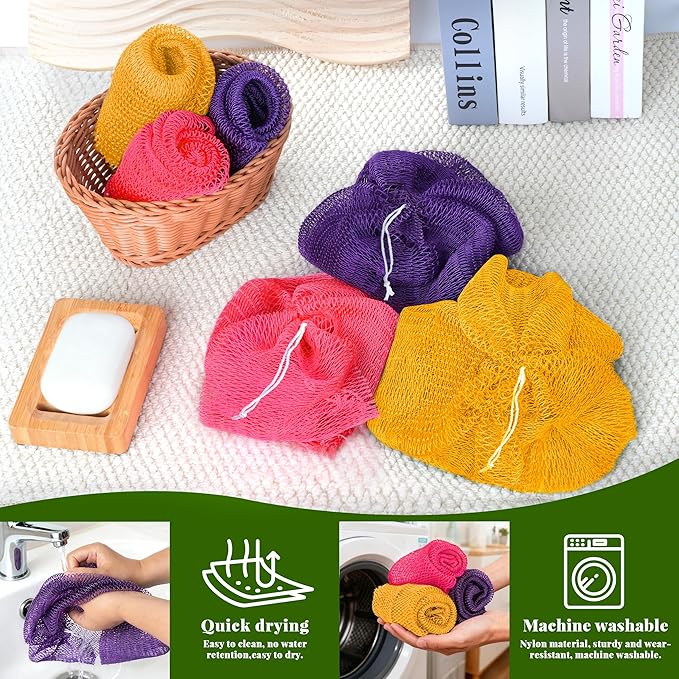 African Net Sponge Authentic, 3 Pieces Exfoliating Scrubber Bath Sponge - Image 5