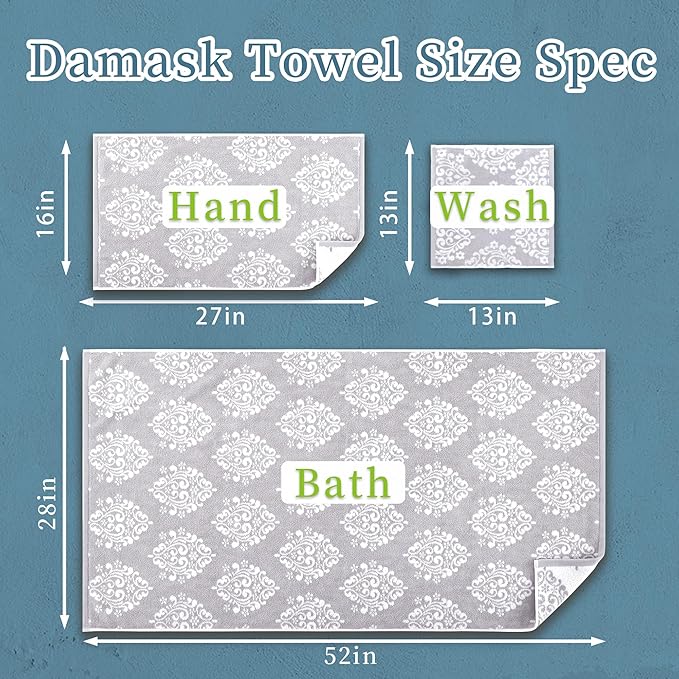 Gray Wash Cloths, Jacquard Washcloths 6 Pack 13"x13" - Image 4