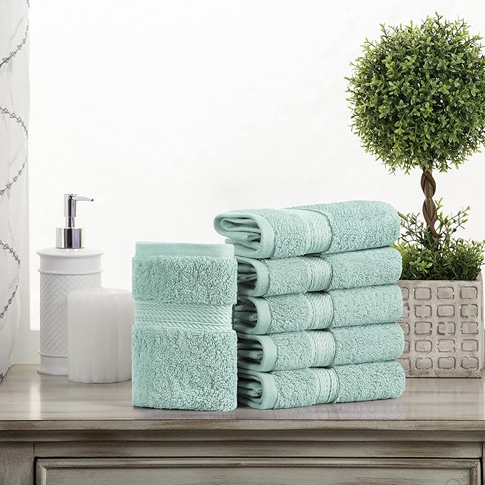Superior Egyptian Cotton Pile Face Towel/Washcloth Set of 6, Ultra Soft Luxury - Image 2