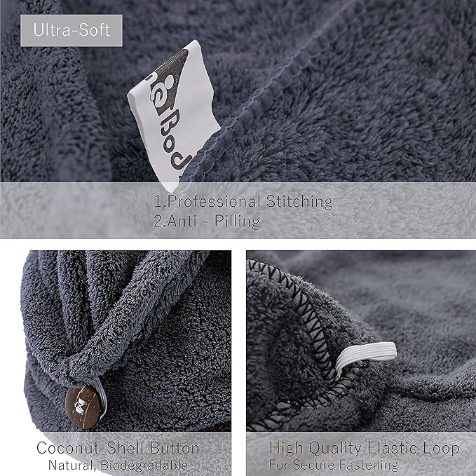 myHomeBody Hair Towel Wrap, Luxury Quick Drying Turban, Ultra Soft Absorbent - Image 5