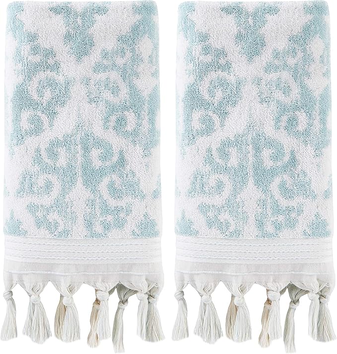 SKL Home Mirage Fringe 100% Turkish Cotton Hand Towel Set by SKLHomebySaturdayKnightLtd