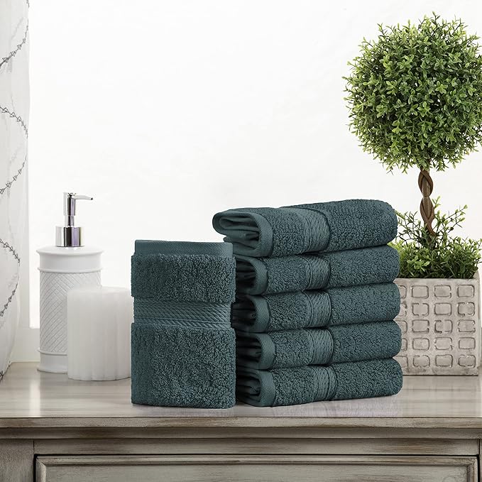 Superior Egyptian Cotton Pile Face Towel/Washcloth Set of 6, Ultra Soft Luxury - Image 2
