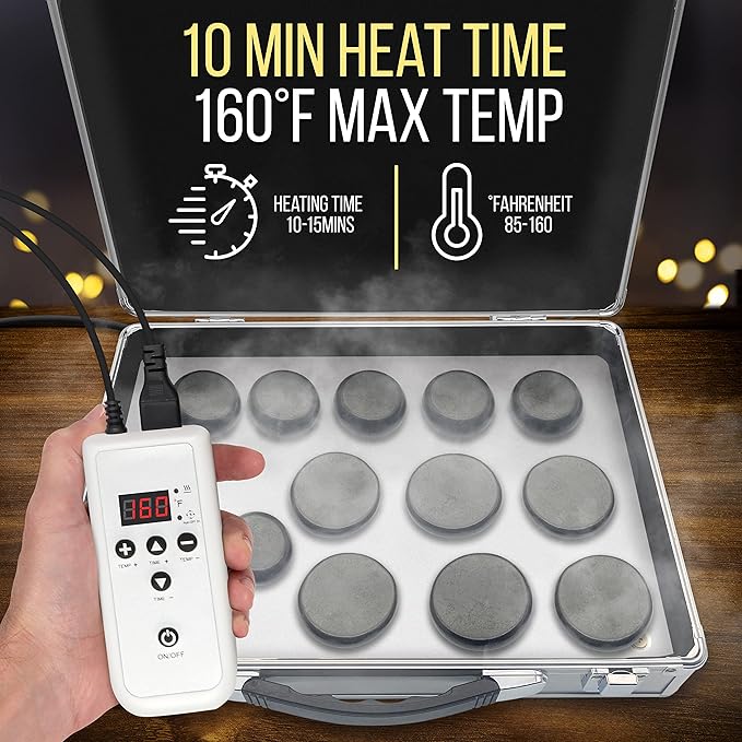 SereneLife Hot Stone Massage Kit Portable Heated Rock Therapy System - Image 4
