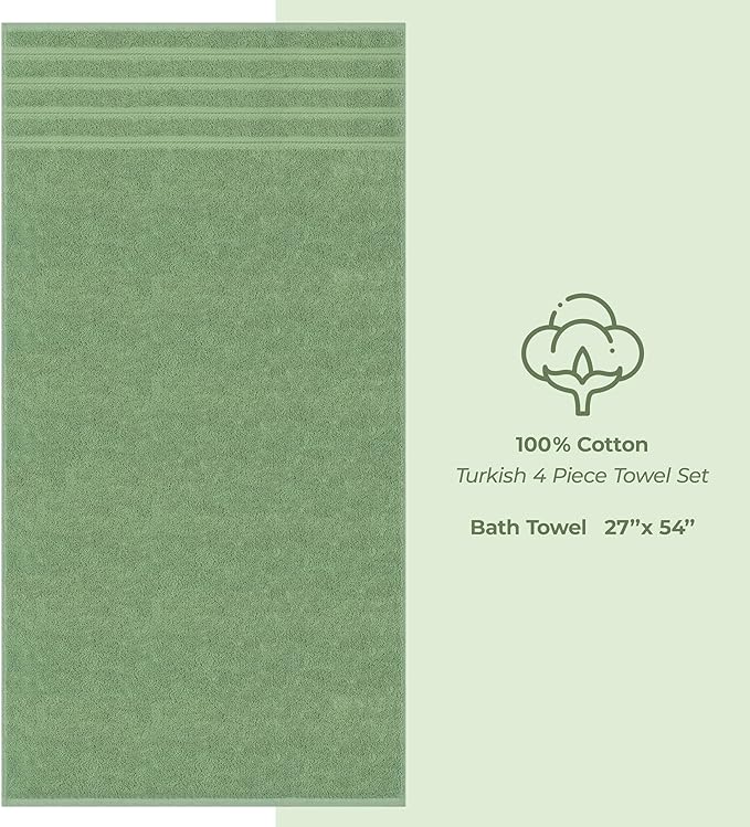 American Soft Linen Luxury 4 Piece Bath Towel Set, 600 GSM 100% Cotton Turkish - Image 4